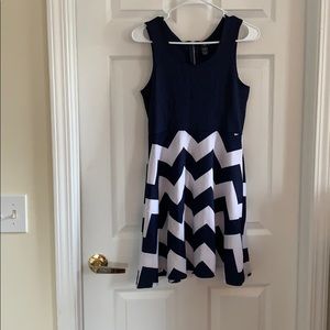 Blue and white dress